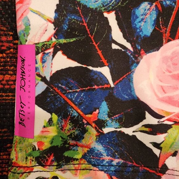 Betsey Johnson Vintage style Floral Leggings M Mesh details - Picture 8 of 9